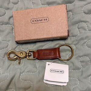 Coach Vintage Tan Leather Key Fob with Gold Hardware
